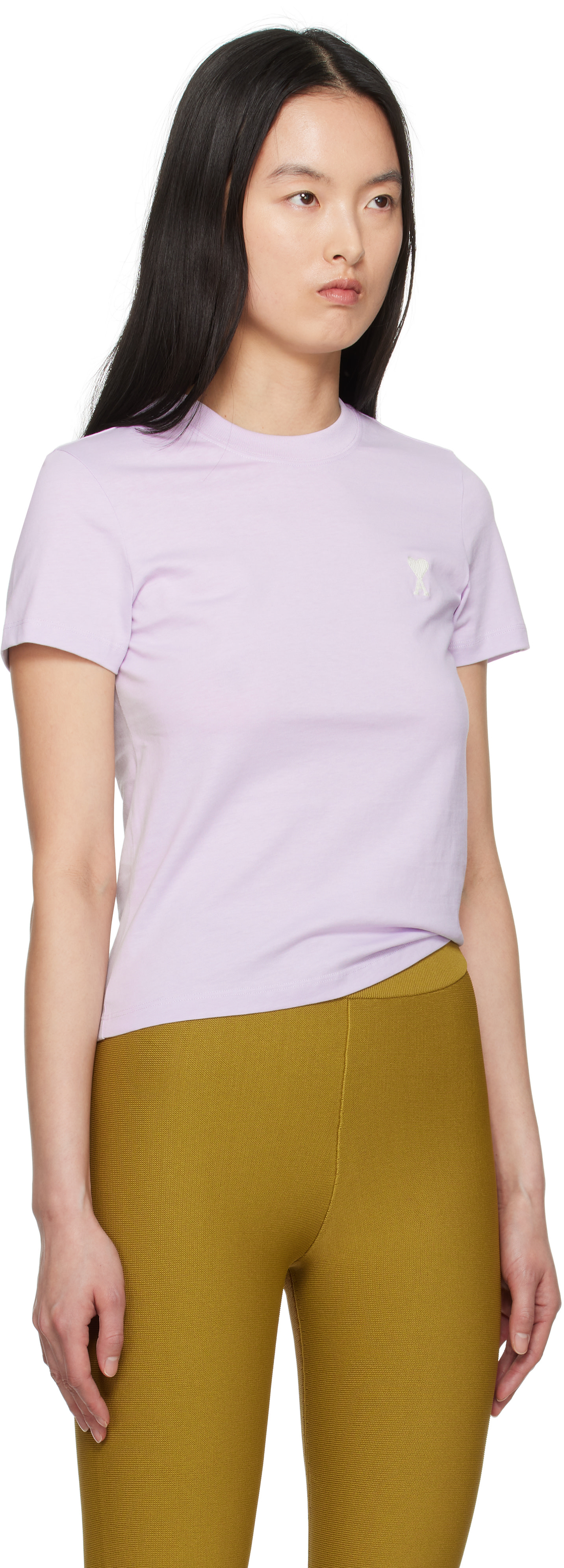 AMI Paris: Purple Cotton Cropped T-shirt | SSENSE Canada AMI Paris: Purple Cotton Cropped T-shirt | SSENSE Canada