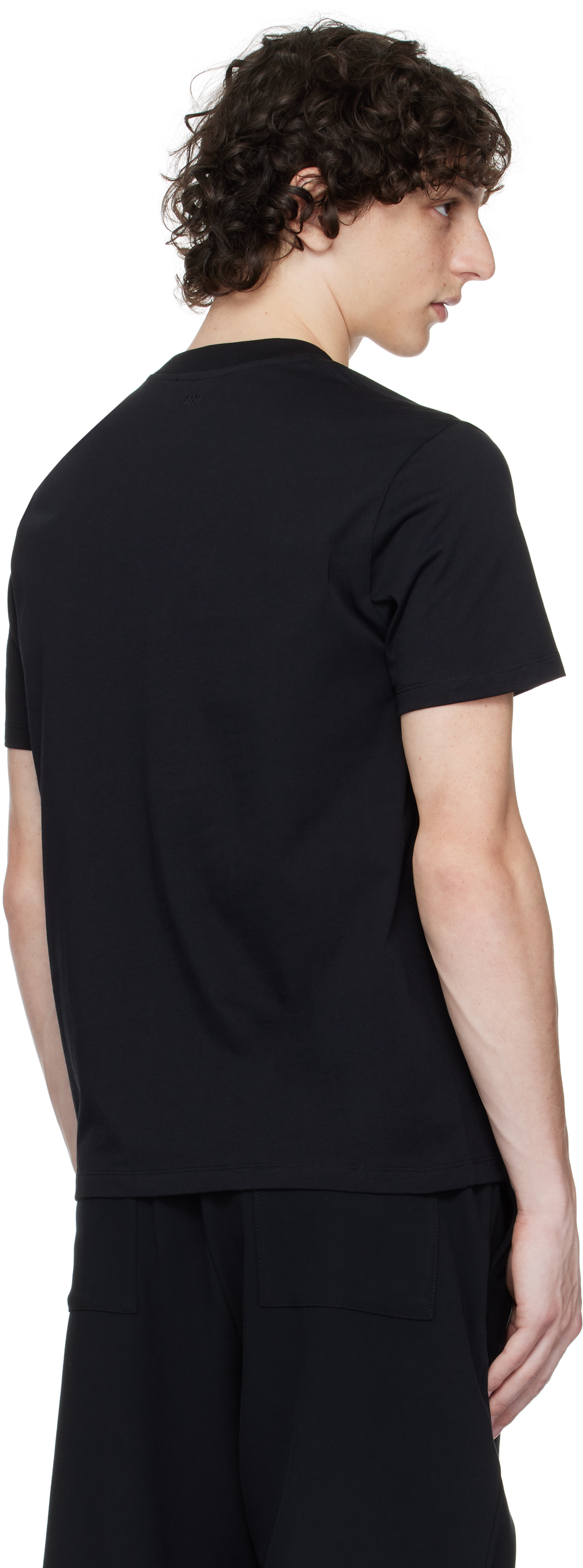 AMI Paris: ブラック Ami de Coeur コットン Tシャツ | SSENSE 日本