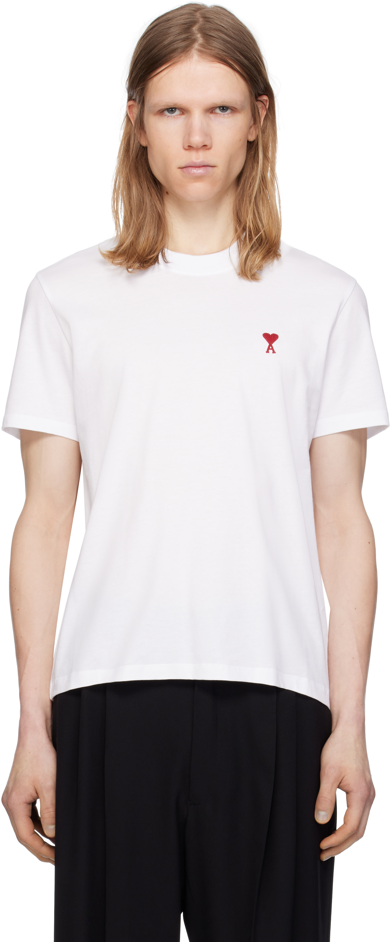 AMI Paris: ホワイト Ami de Coeur コットン Tシャツ | SSENSE 日本