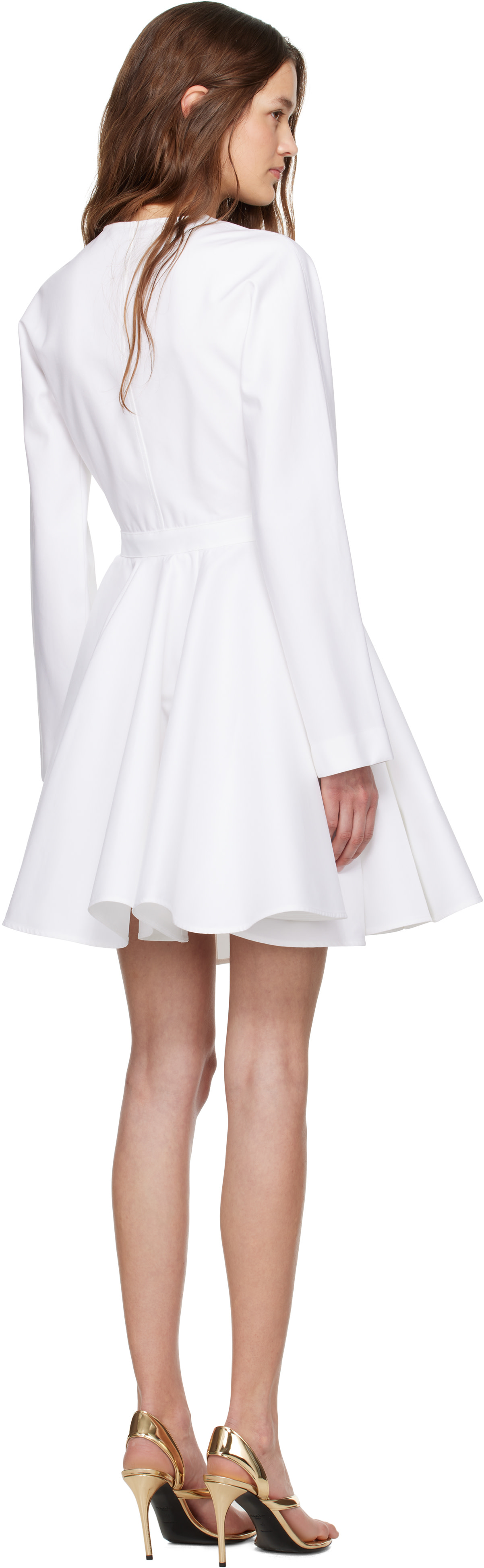 ALAÏA - Robe courte blanche en popeline de coton