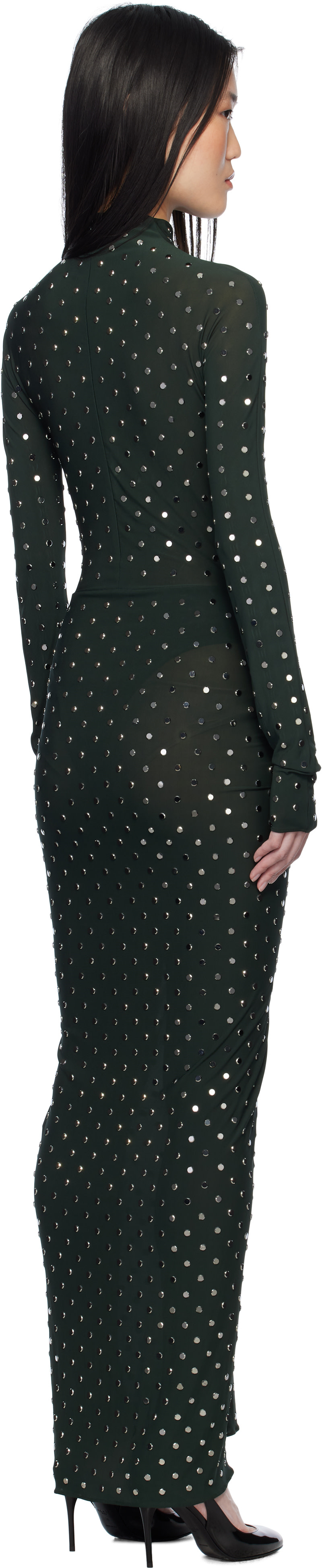 ALAÏA - Robe longue drapée verte