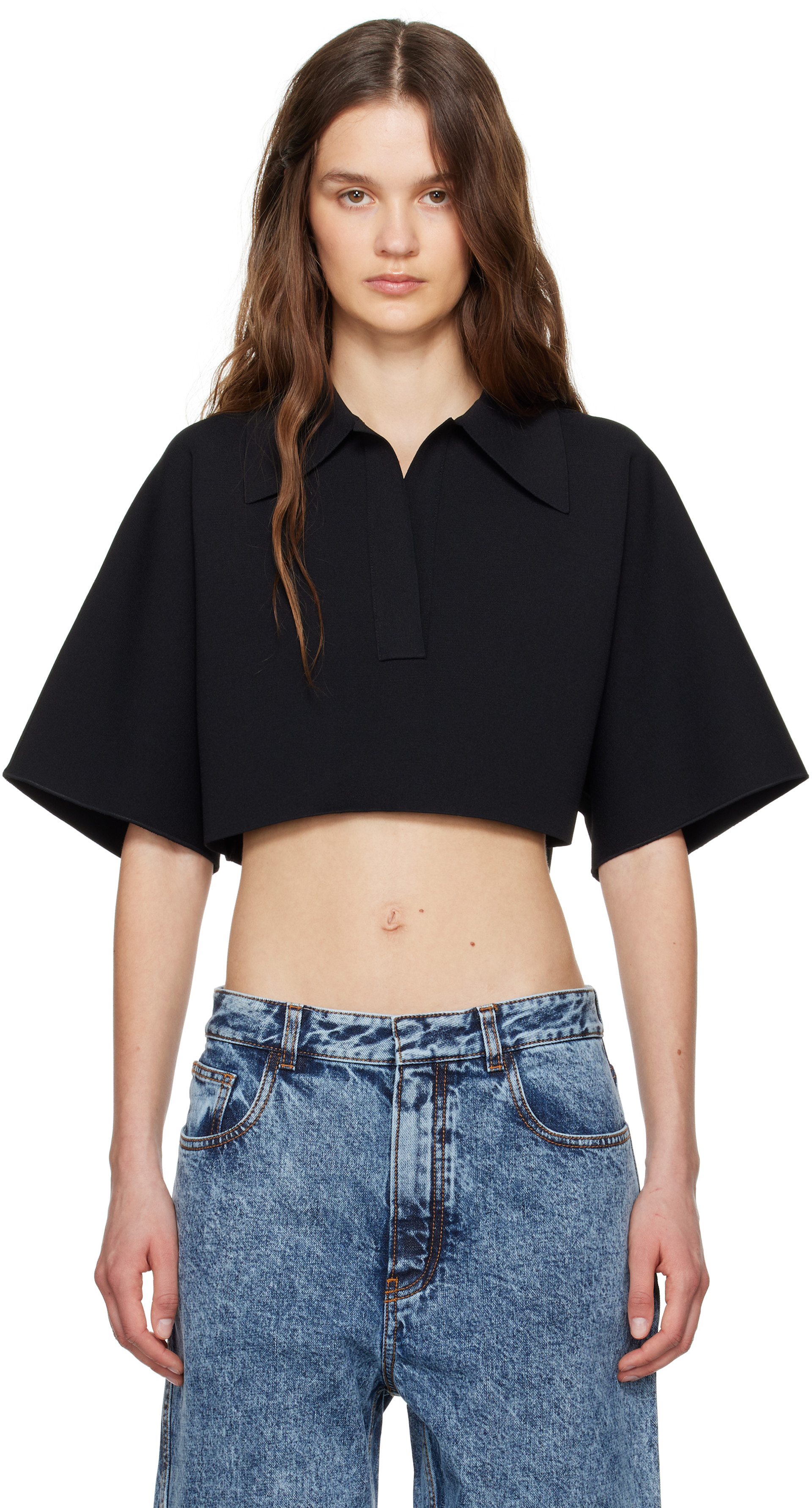 ALAÏA - Polo écourté noir