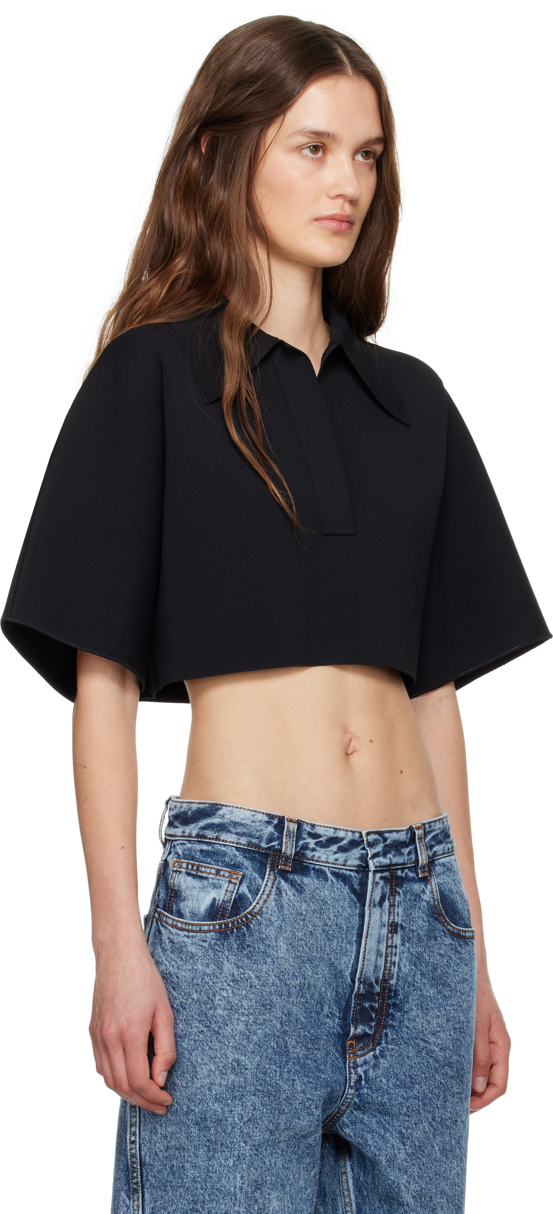 ALAÏA - Polo écourté noir