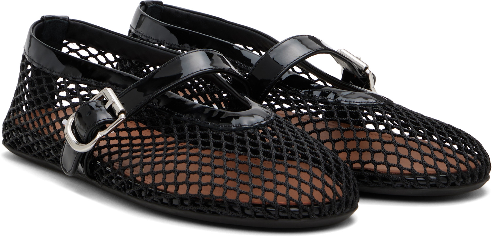 ALAÏA: ブラック フィッシュネット バレエシューズ | SSENSE 日本
