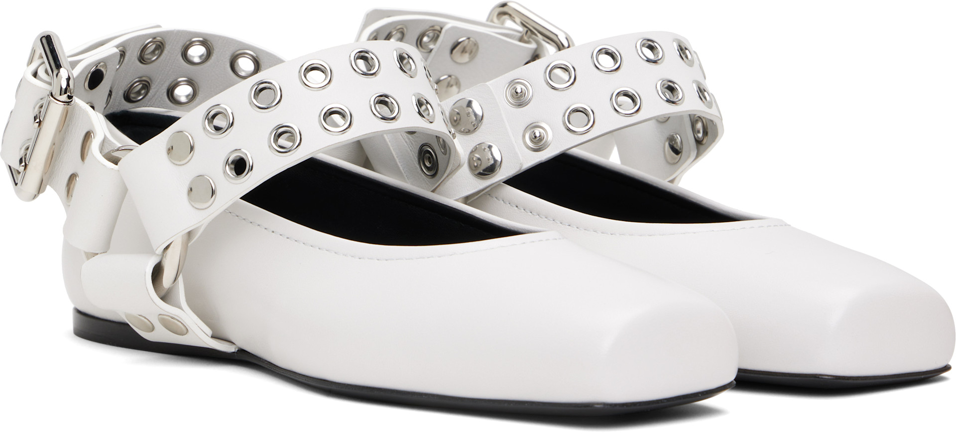 ALAÏA - Ballerines de style motard blanches