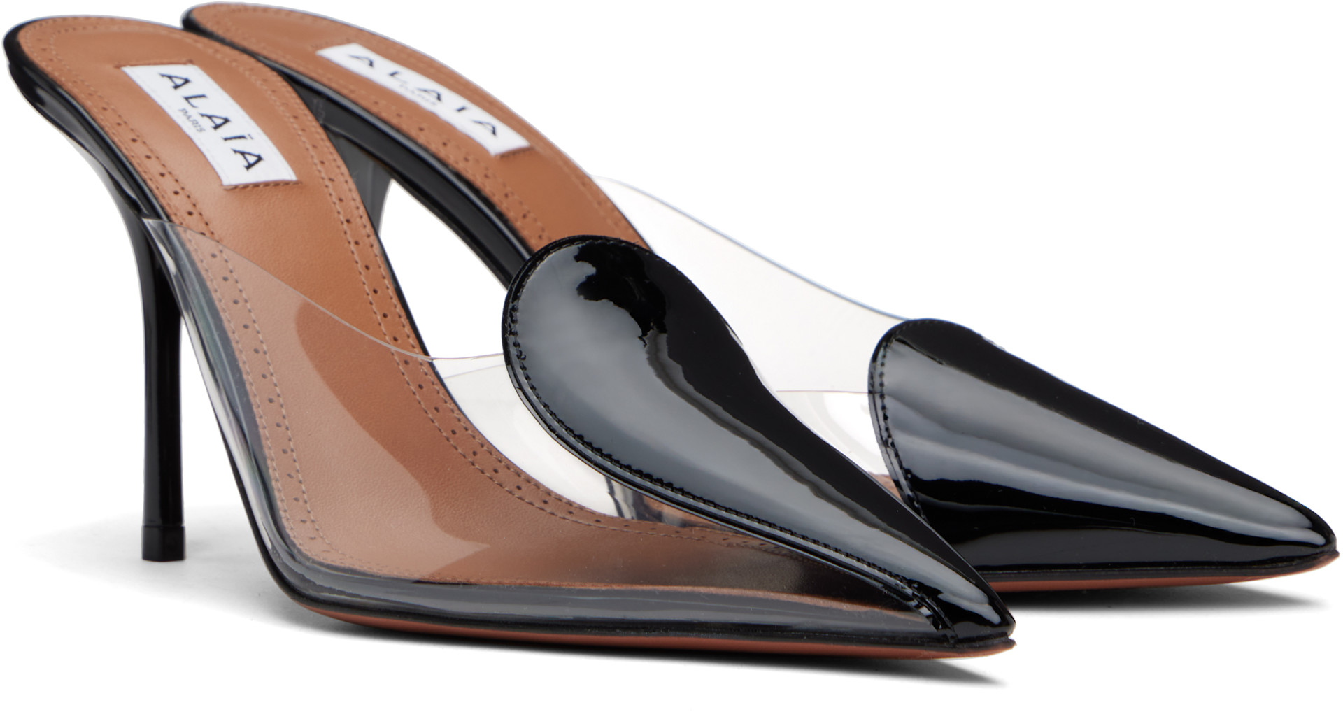 ALAÏA: Black Calfskin Leather 90 Mules | SSENSE