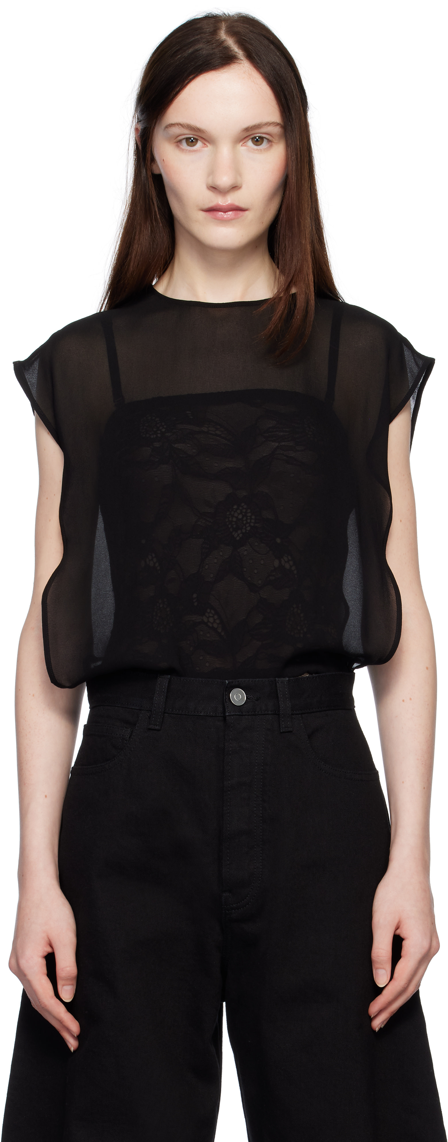 ALAÏA - Justaucorps noir en georgette