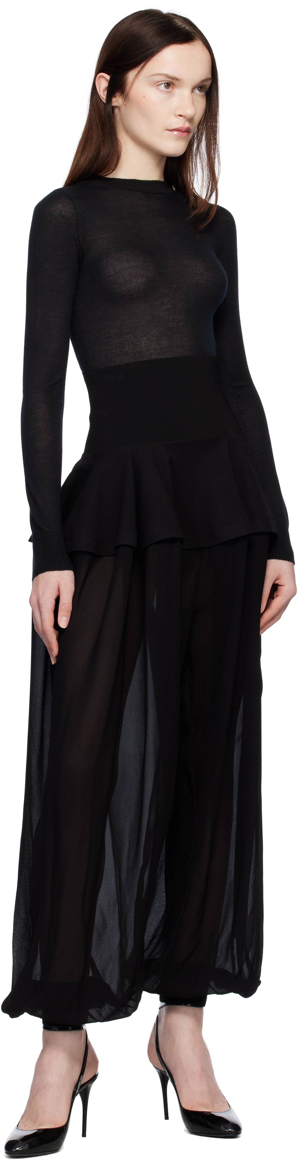 ALAÏA - Justaucorps noir en cachemire