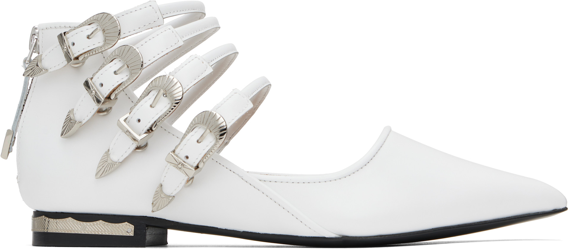 Toga Pulla - Ballerines blanches en cuir glacé à brides