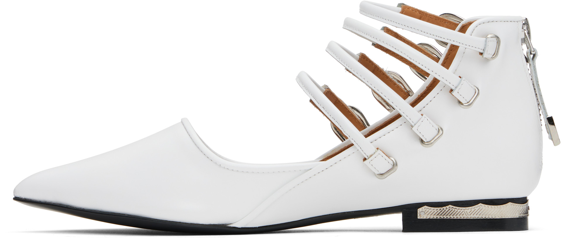 Toga Pulla - Ballerines blanches en cuir glacé à brides