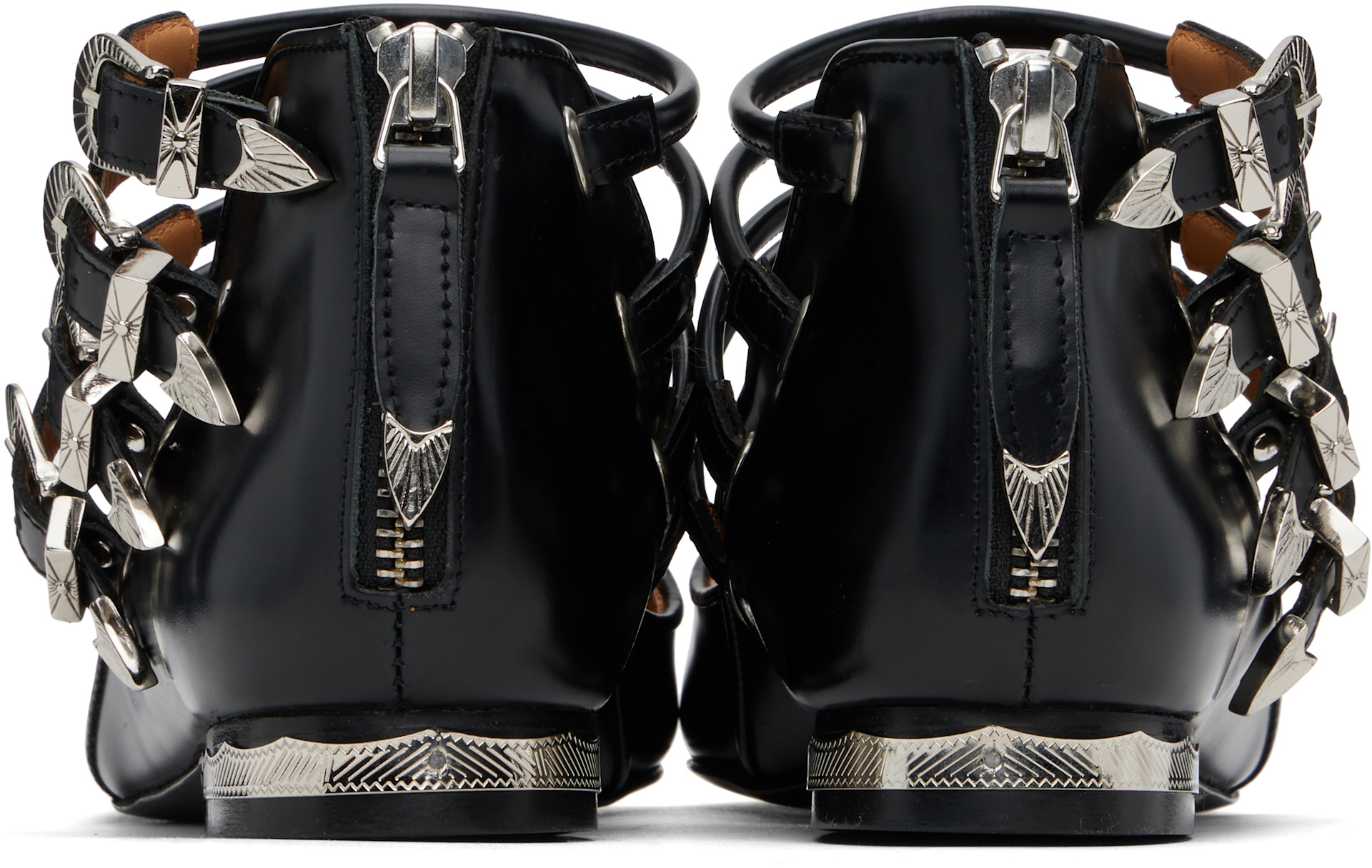 TOGAPULLA フラットシューズ Toga Pulla: ブラック Polido Multi Strap フラットシューズ | SSENSE 日本
