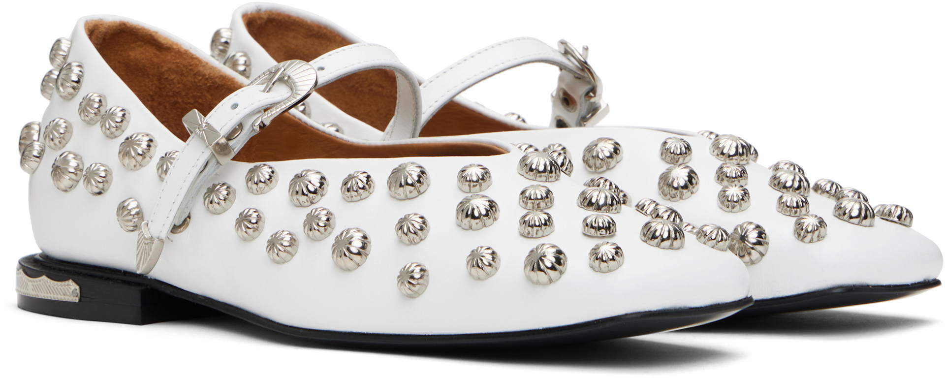 Toga Pulla - Ballerines blanches en cuir glacé