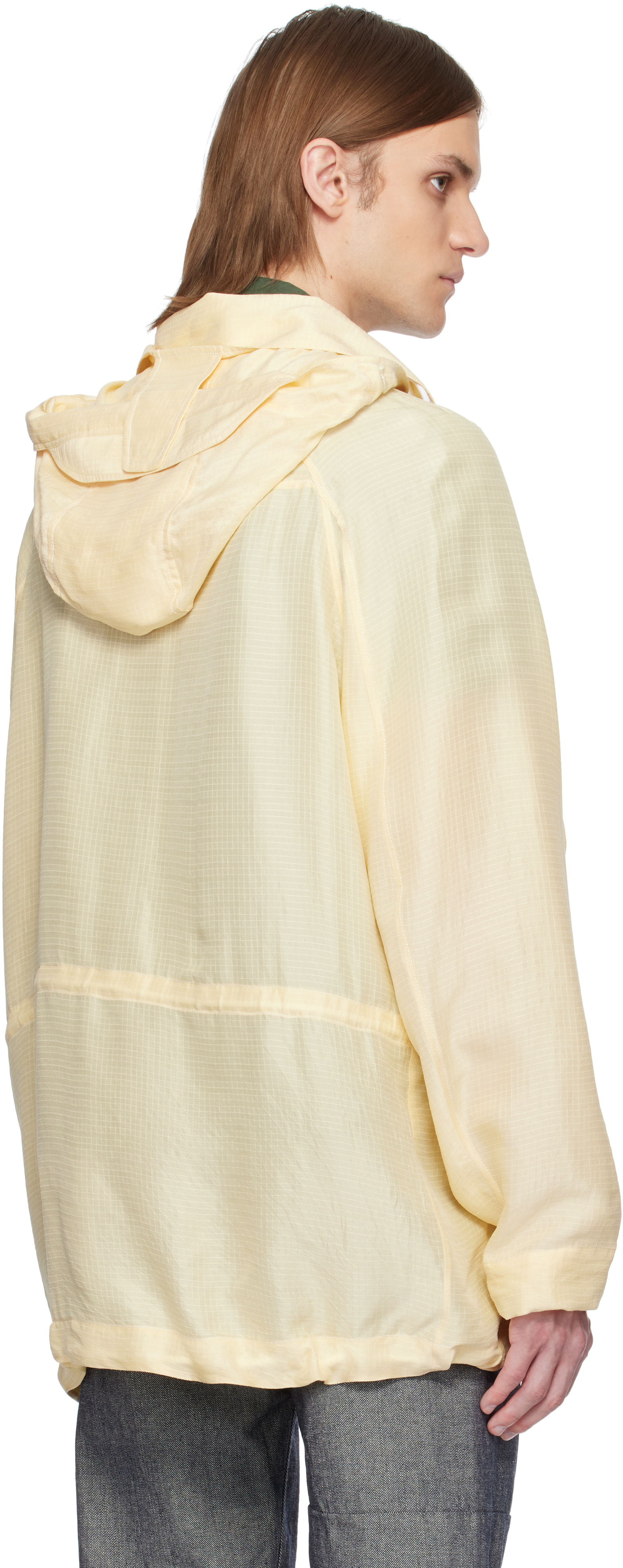 RANRA: Yellow Explorer Silk Ripstop Long Hoodie Jacket | SSENSE
