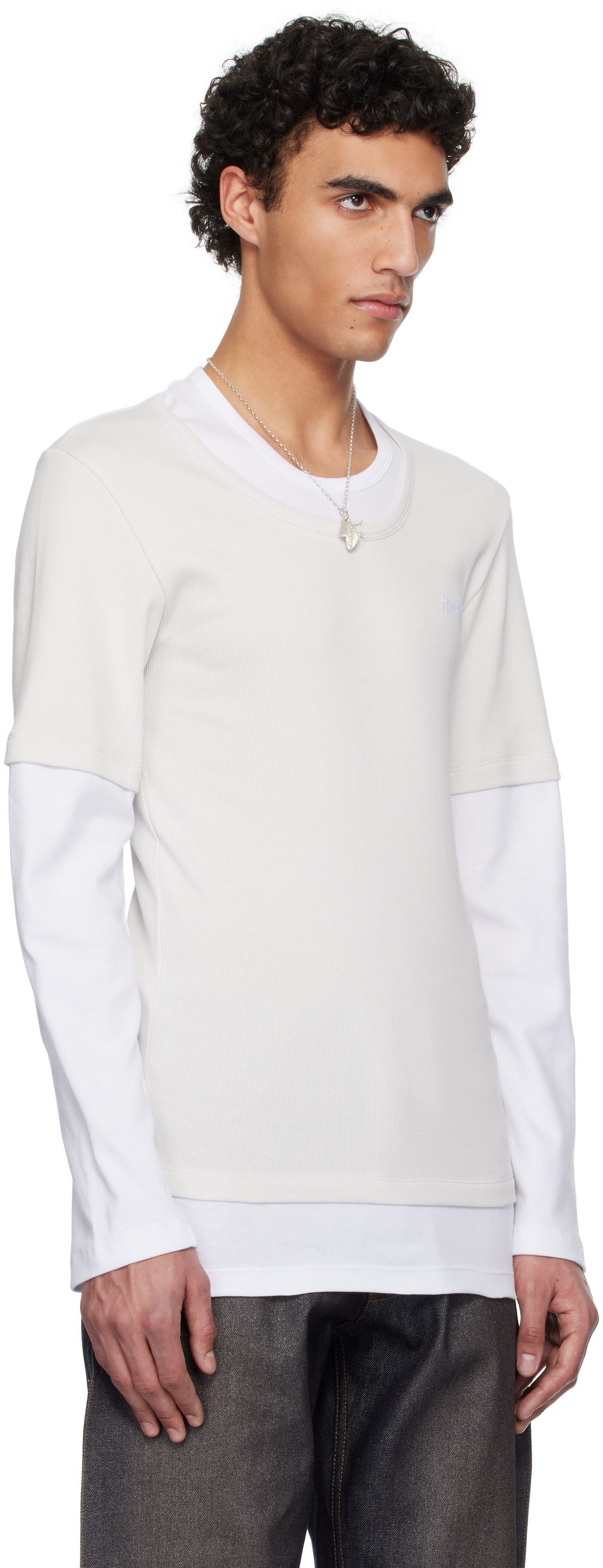 Magliano: White & Beige Trauma Superslim T-shirt | SSENSE
