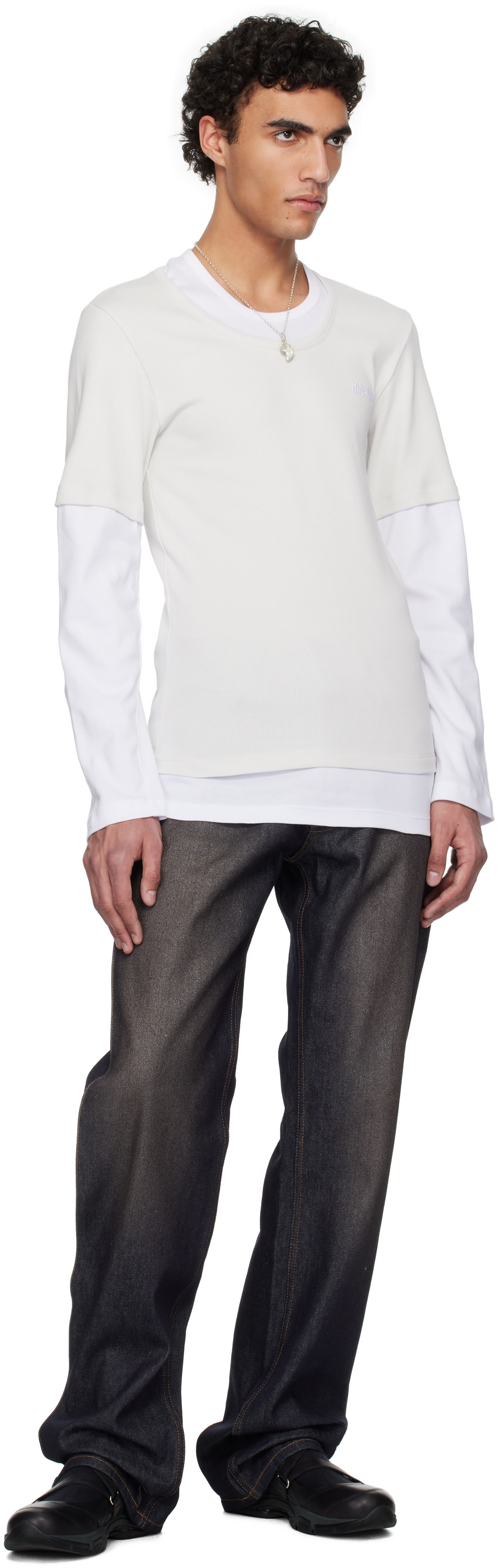 Magliano: White & Beige Trauma Superslim T-shirt | SSENSE