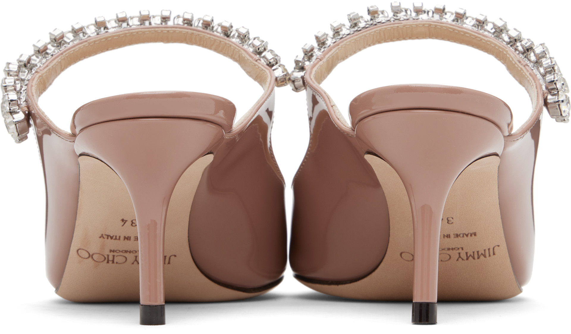 JIMMY CHOO　ピンクベージュ ミュール Ballet Pink Patent Leather Mules | ANISE 95 | Spring 2022