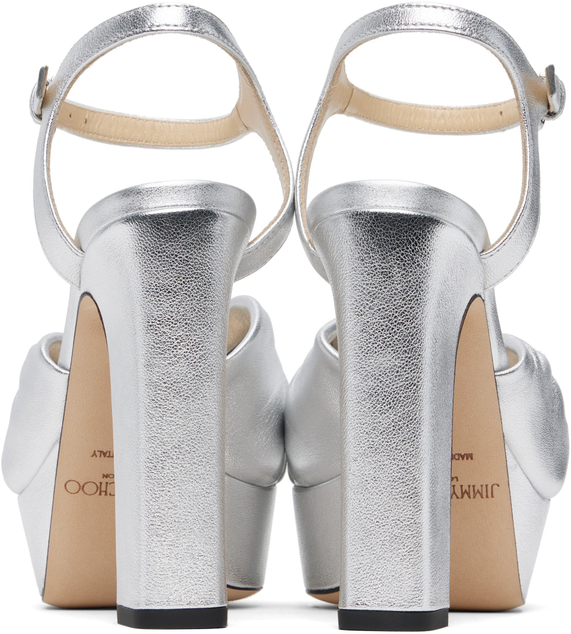 Jimmy Choo: シルバー Heloise 120 ヒールサンダル | SSENSE 日本