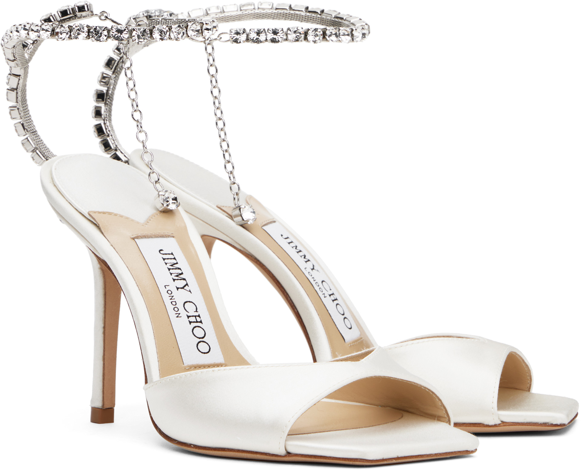 Jimmy Choo: White Saeda 100 Heeled Sandals | SSENSE