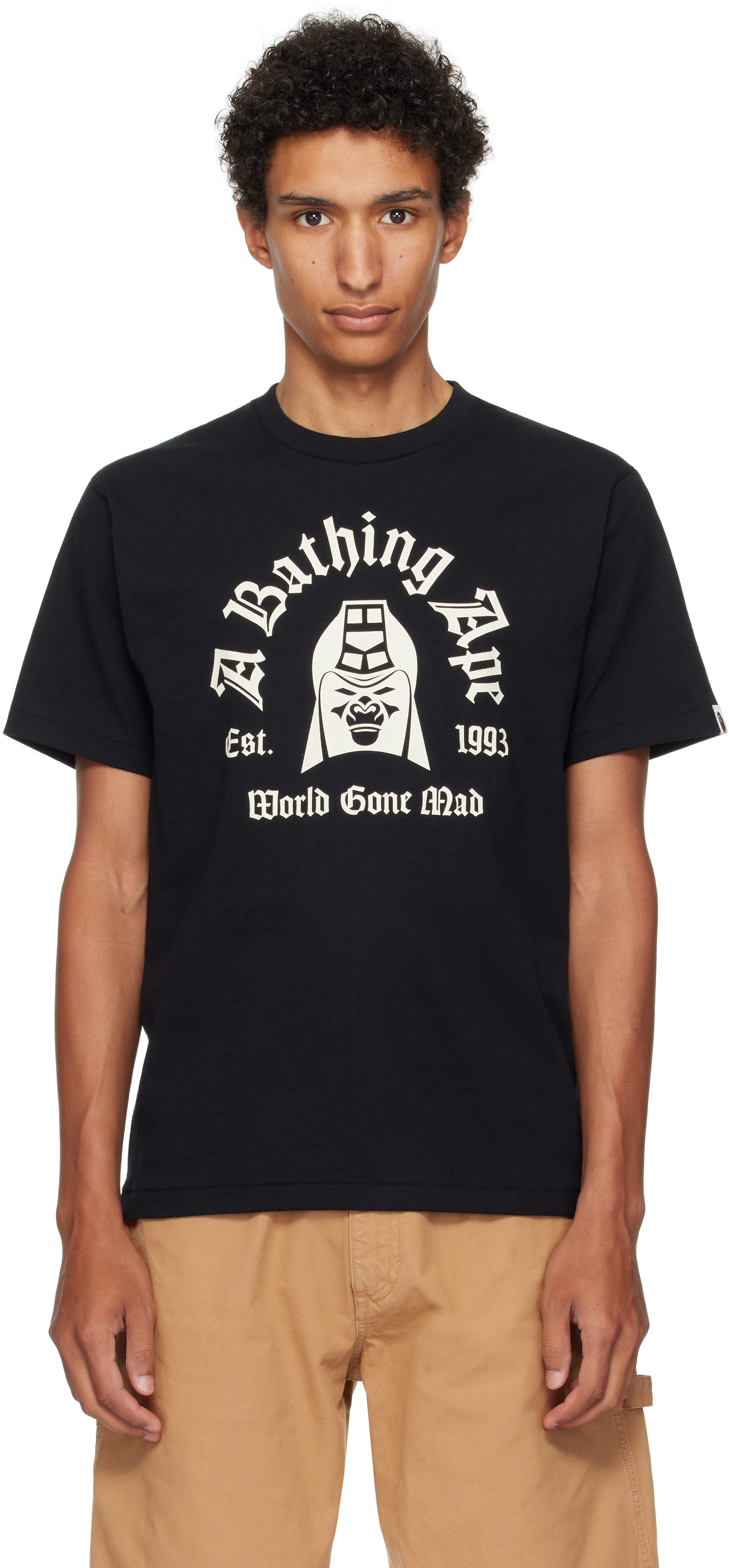 BAPE: Black Printed Mad General College T-shirt | SSENSE Germany