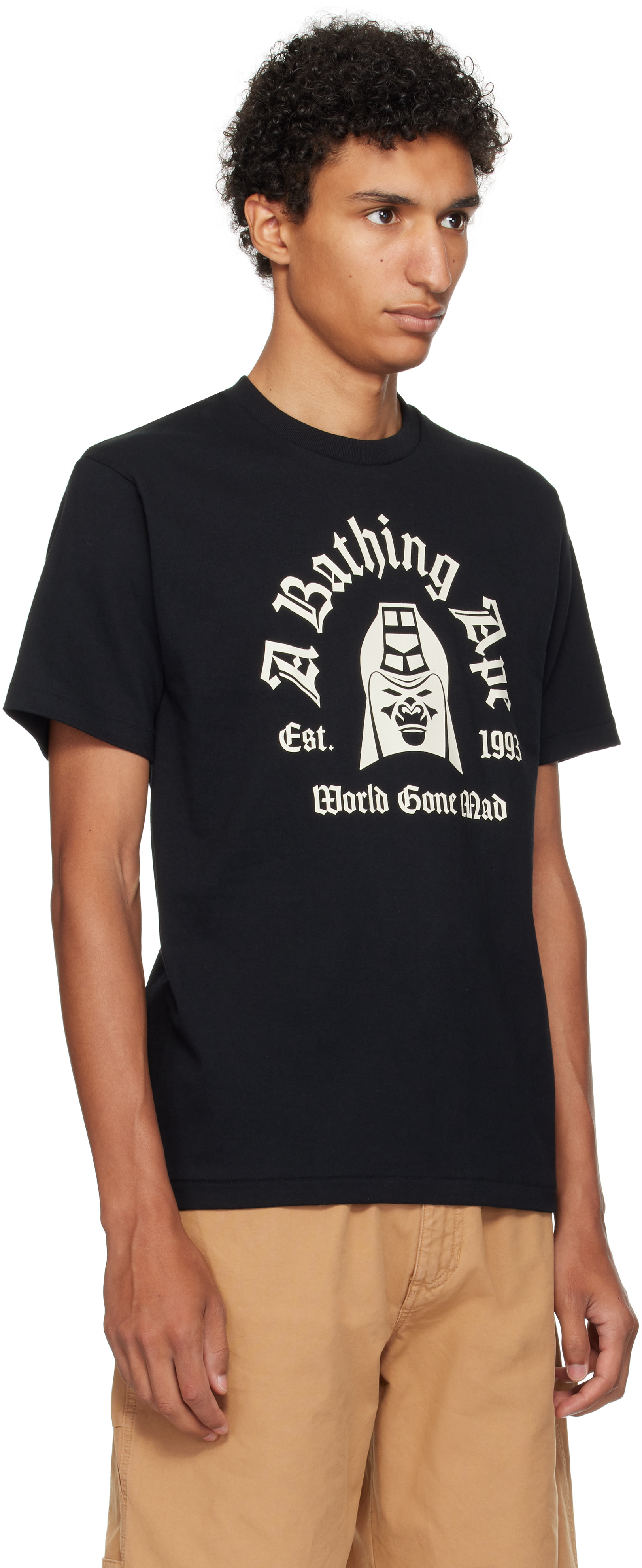 BAPE: Black Printed Mad General College T-shirt | SSENSE Israel