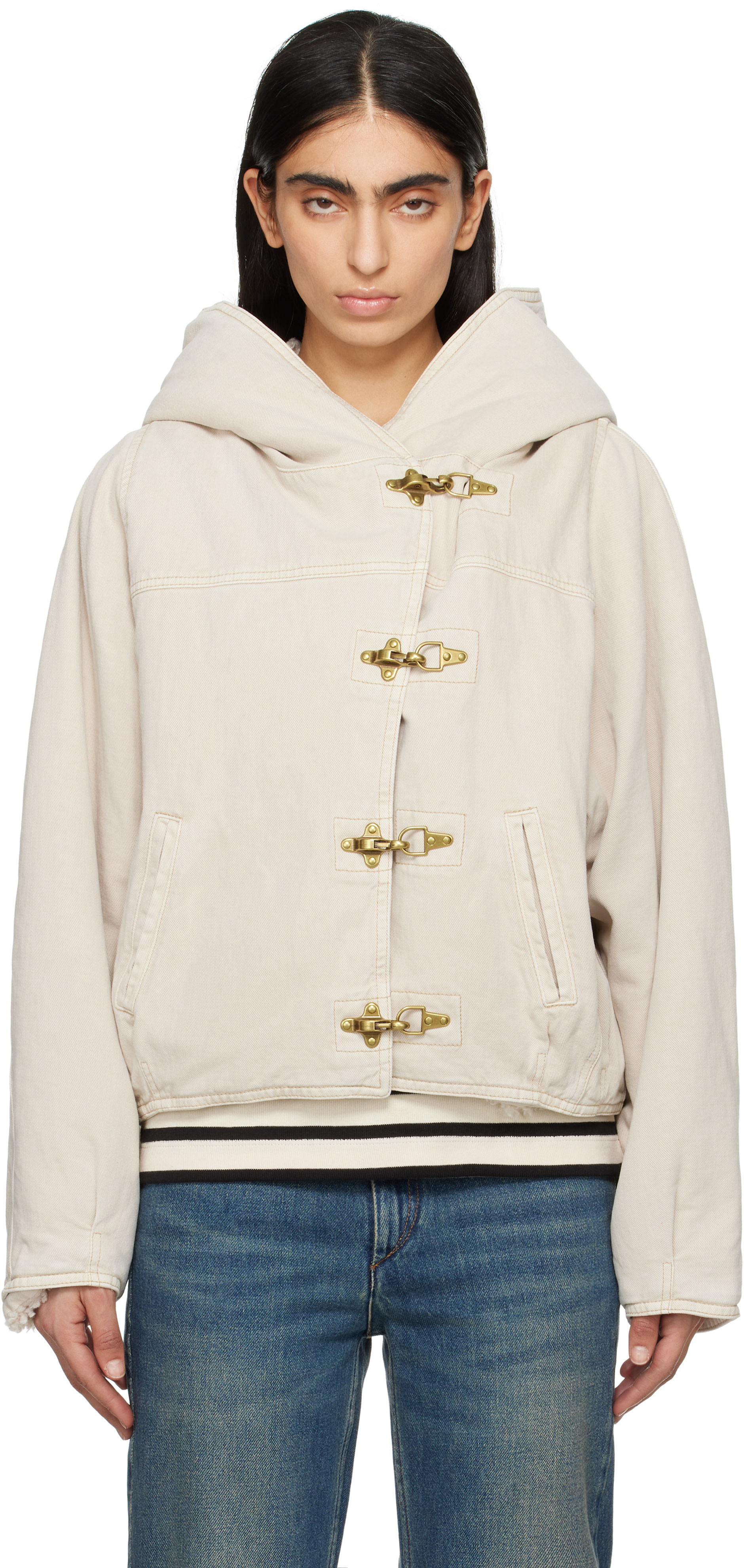 Isabel Marant: Beige Biane Denim Jacket | SSENSE Germany