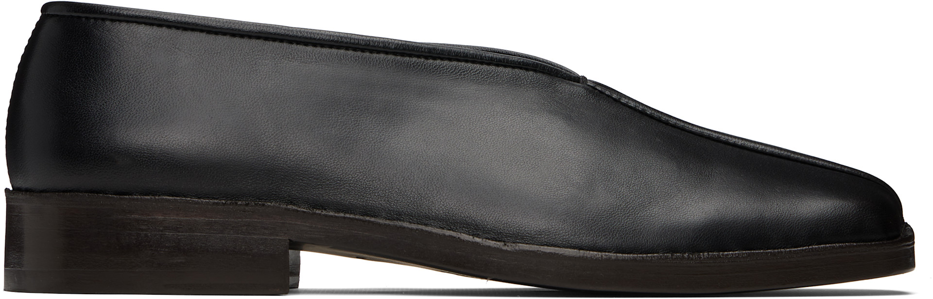LEMAIRE: Black Flat Piped Slippers | SSENSE Australia