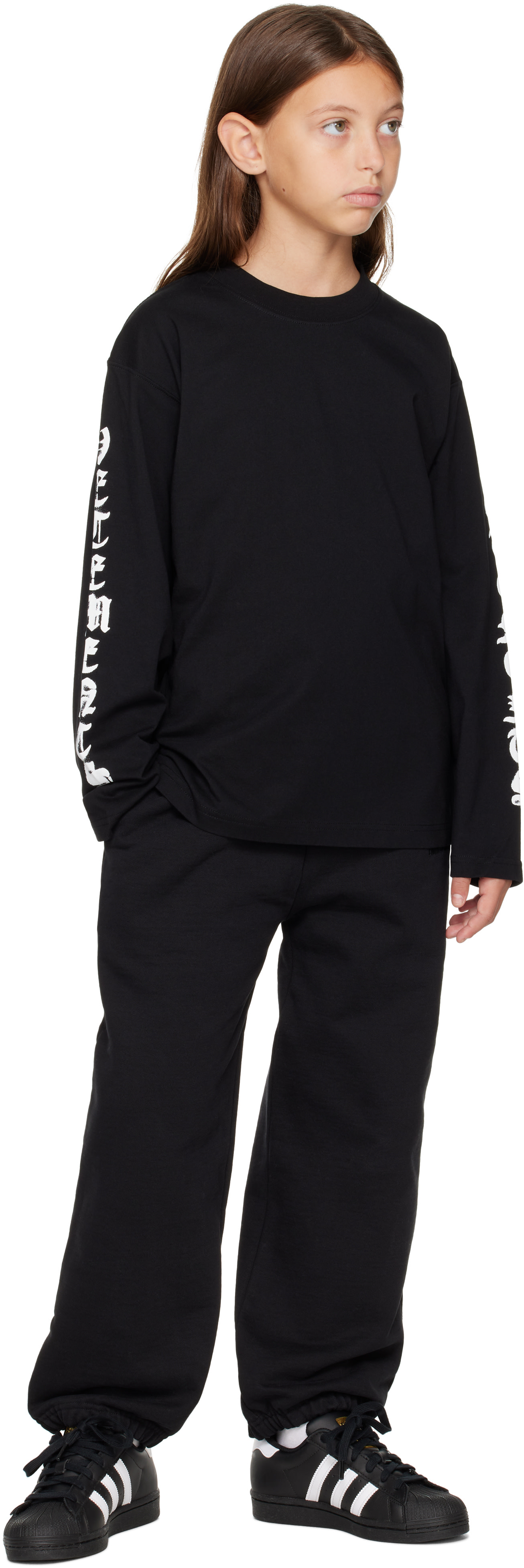VETEMENTS: Kids Black Embroidered Logo Sweatpants | SSENSE Ireland