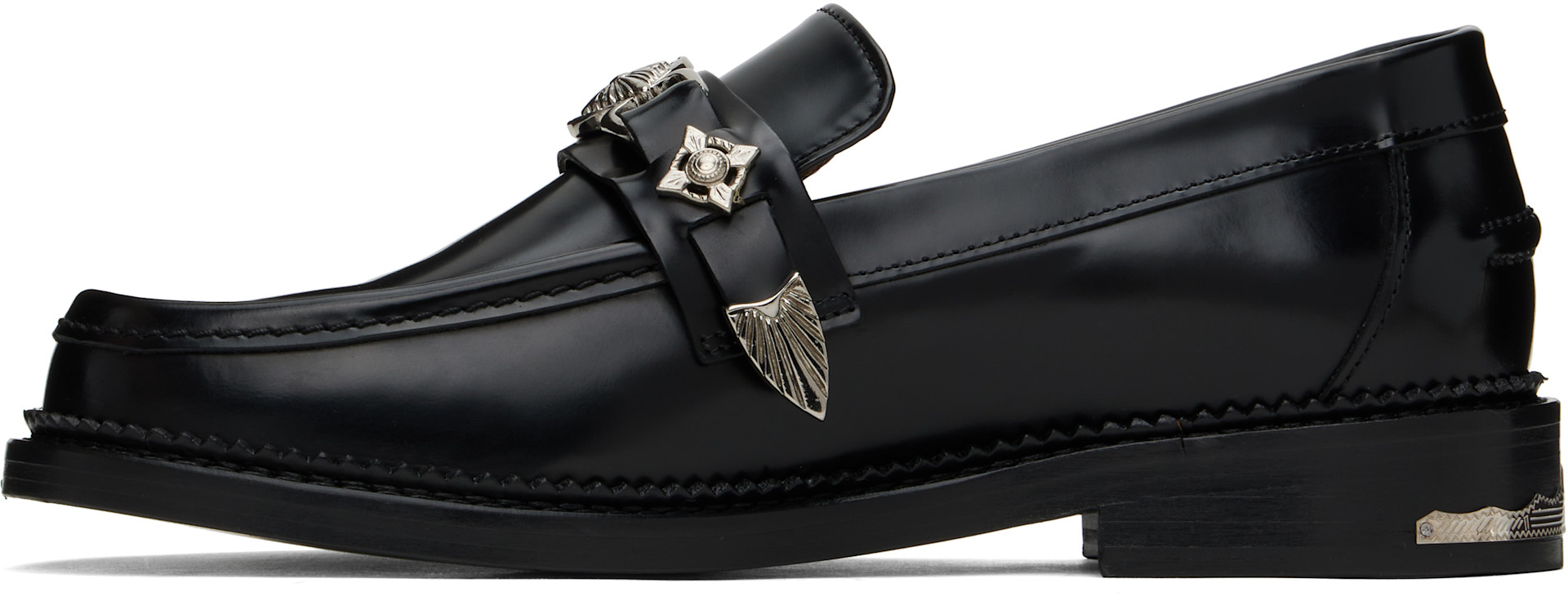 新品 TOGA VIRILIS BLACK SOFT LEATHER 43 Toga Virilis: Black Metal Loafers | SSENSE