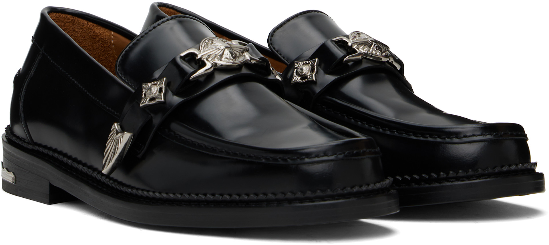 TOGA Virilis Black　43 Toga Virilis: Black Metal Loafers | SSENSE