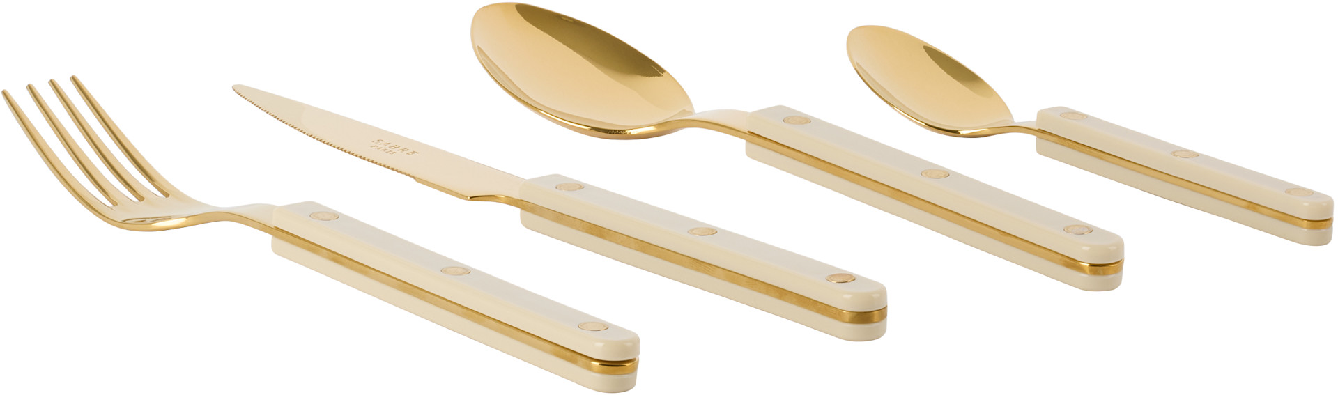 Sabre - Gold & Beige Bistrot Solid Flatware Set, 4 pcs