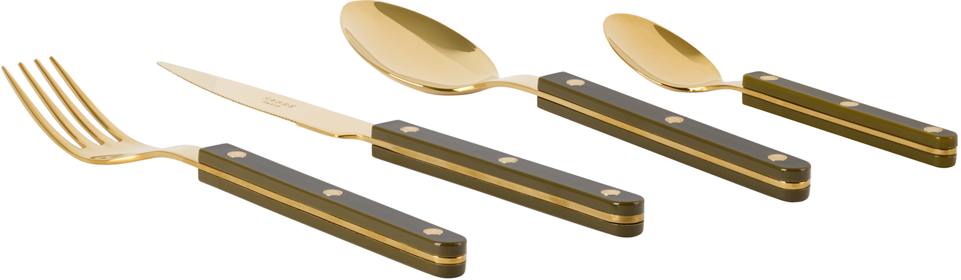Sabre - Couvert doré et vert, 4 pièces - Bistrot