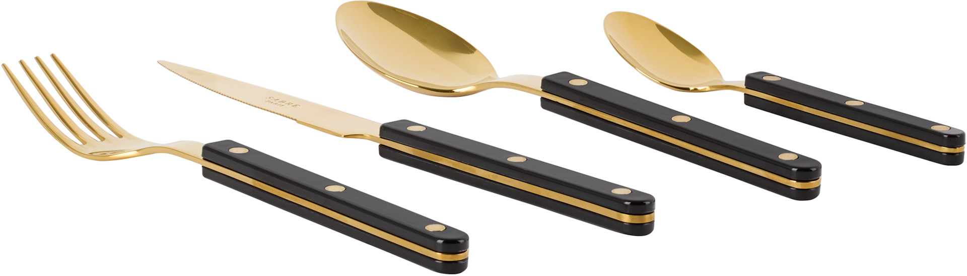 Sabre - Gold & Black Bistrot Solid Flatware Set, 4 pcs