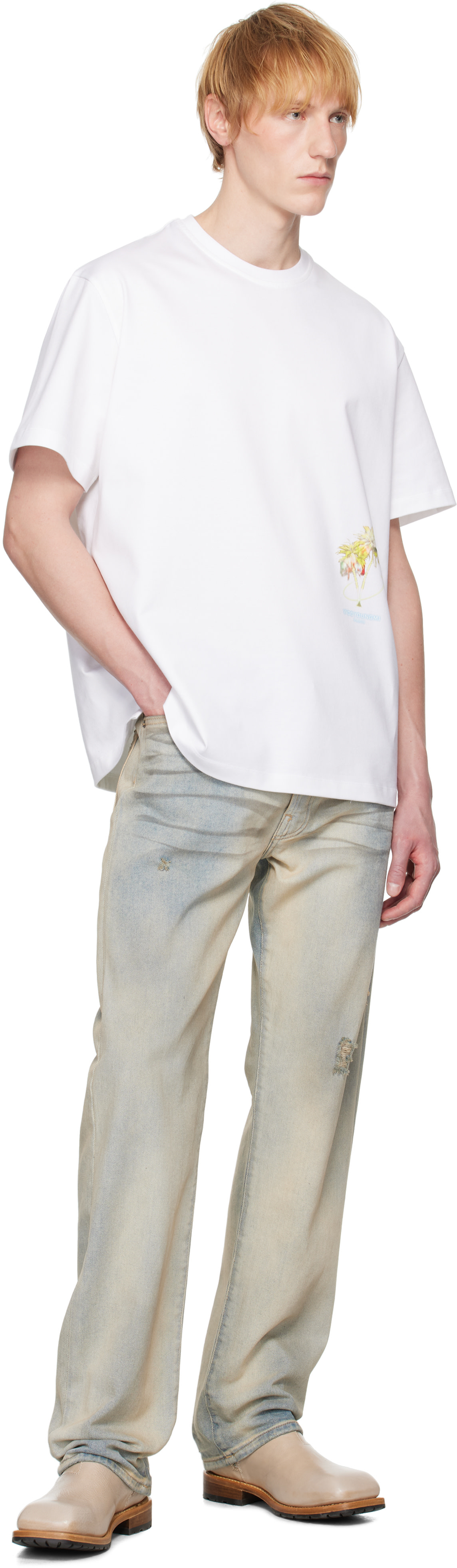 WOOYOUNGMI: White Palm Tree Graphic T-shirt | SSENSE