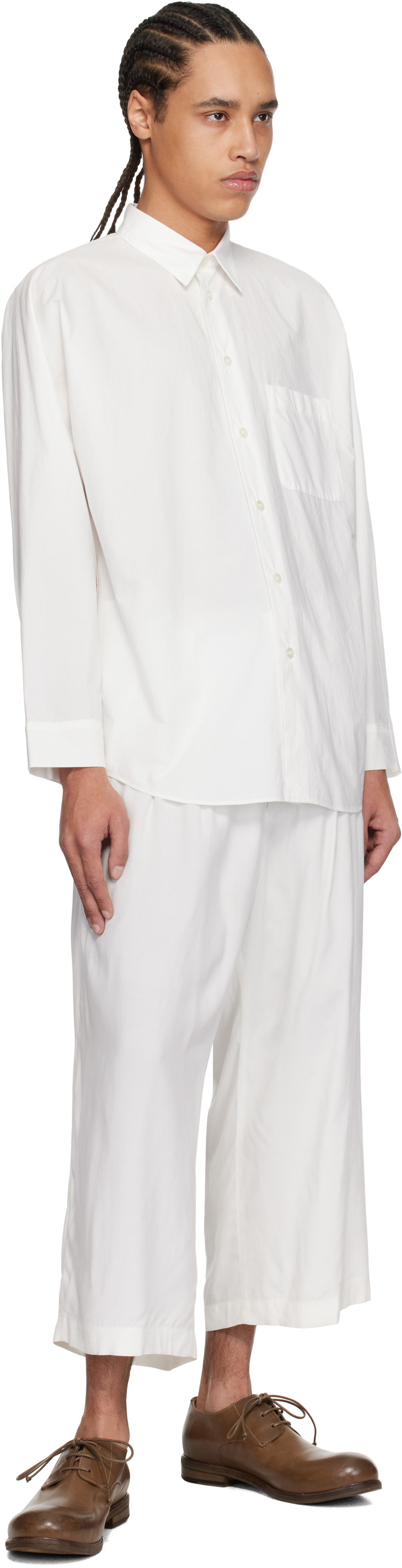 HOMME PLISSÉ ISSEY MIYAKE: White Streamline Shirt | SSENSE