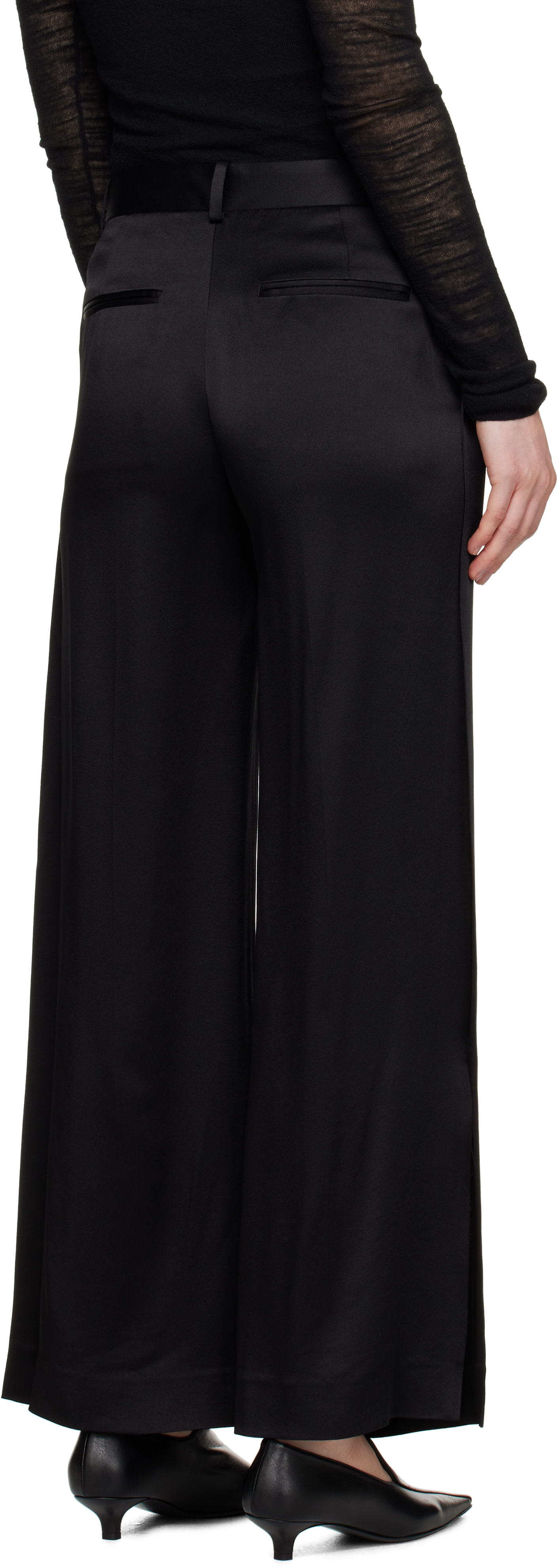 TOTEME: Black Cuff-Slit Trousers | SSENSE