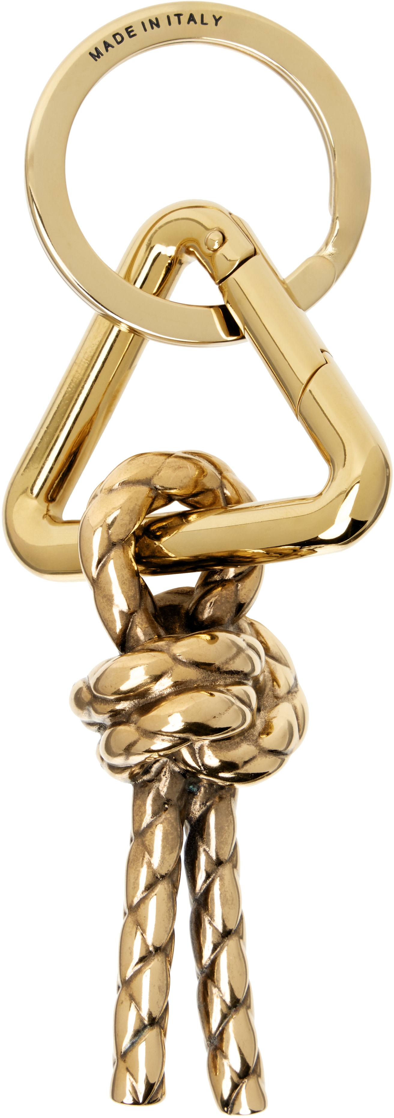 美品✨ボッテガヴェネタ メタルノットキーリング 818792VCQP08953 Bottega Veneta: Gold Metal Knot Keychain | SSENSE