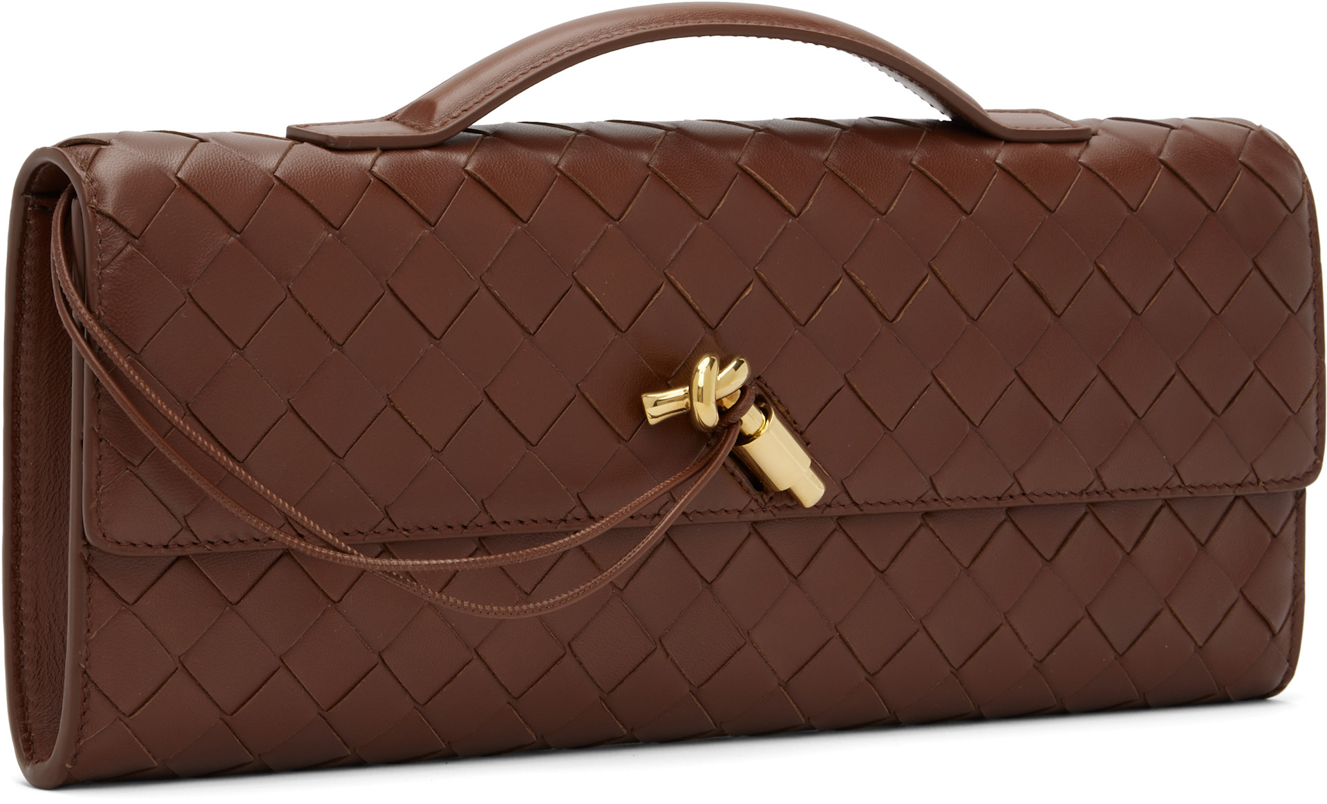 BOTTEGA VENETA 茶系 Bottega Veneta: Brown Andiamo Clutch | SSENSE Canada