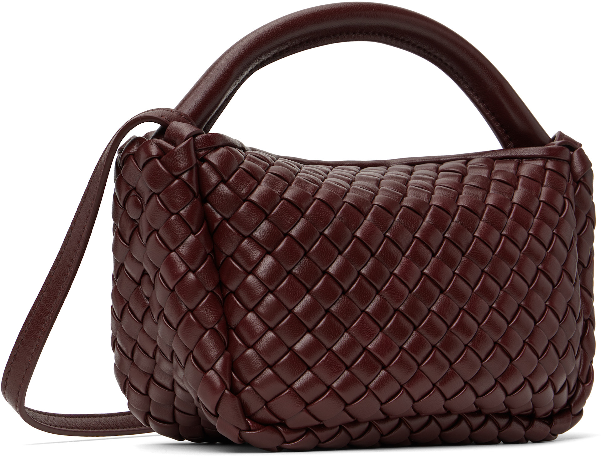 BOTTEGA VENETA 茶系 Bottega Veneta: Burgundy Small Cobble Top Handle Bag | SSENSE Canada