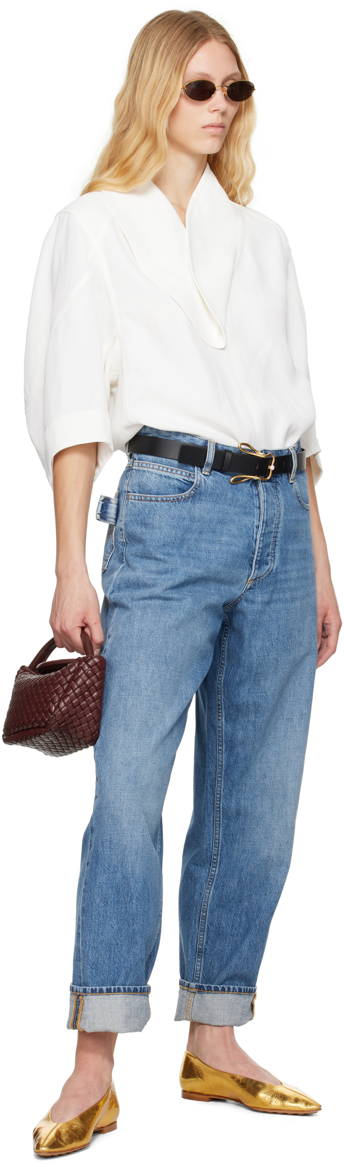 Bottega Veneta: Burgundy Small Cobble Top Handle Bag | SSENSE Canada