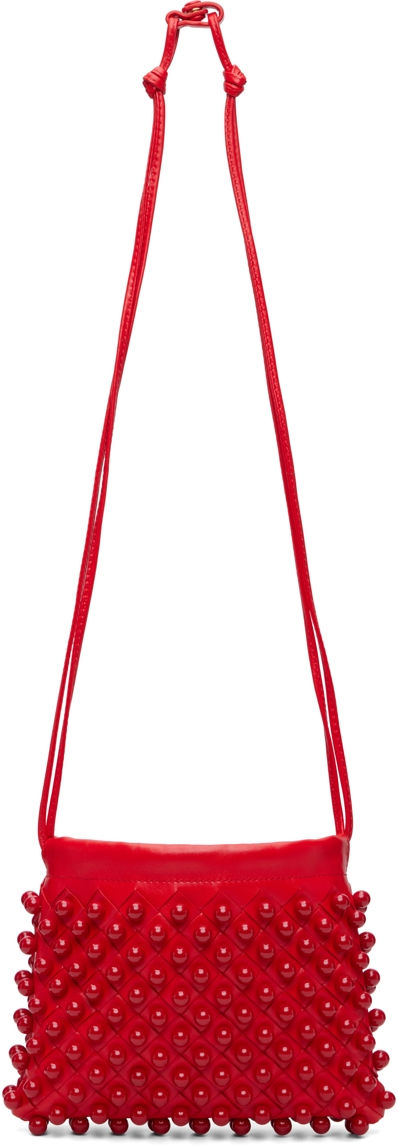 Bottega Veneta: Red Beaded Small Dustbag | SSENSE Canada