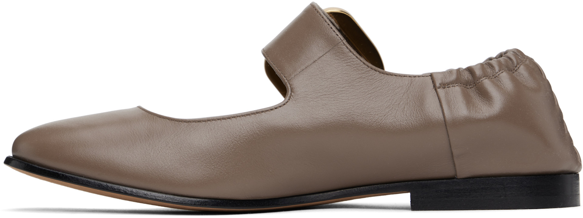 Bottega Veneta: Taupe Astaire Mary-Jane Ballerina Flats | SSENSE