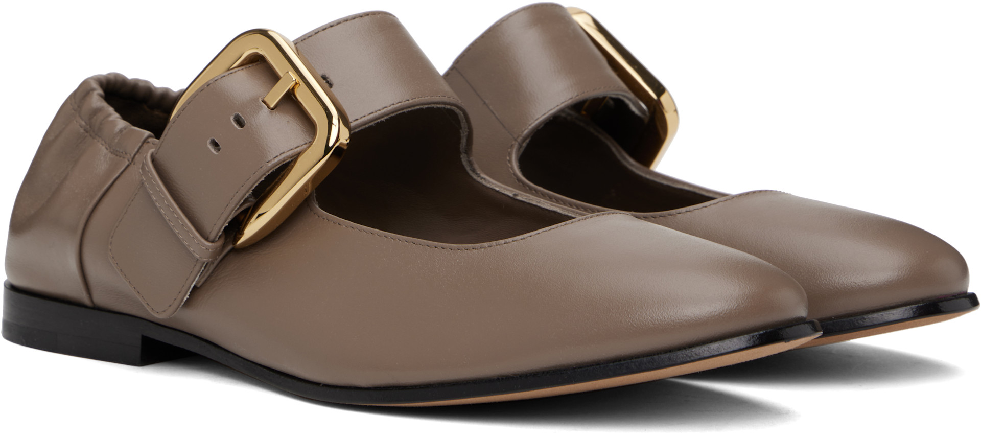 Bottega Veneta: Taupe Astaire Mary-Jane Ballerina Flats | SSENSE
