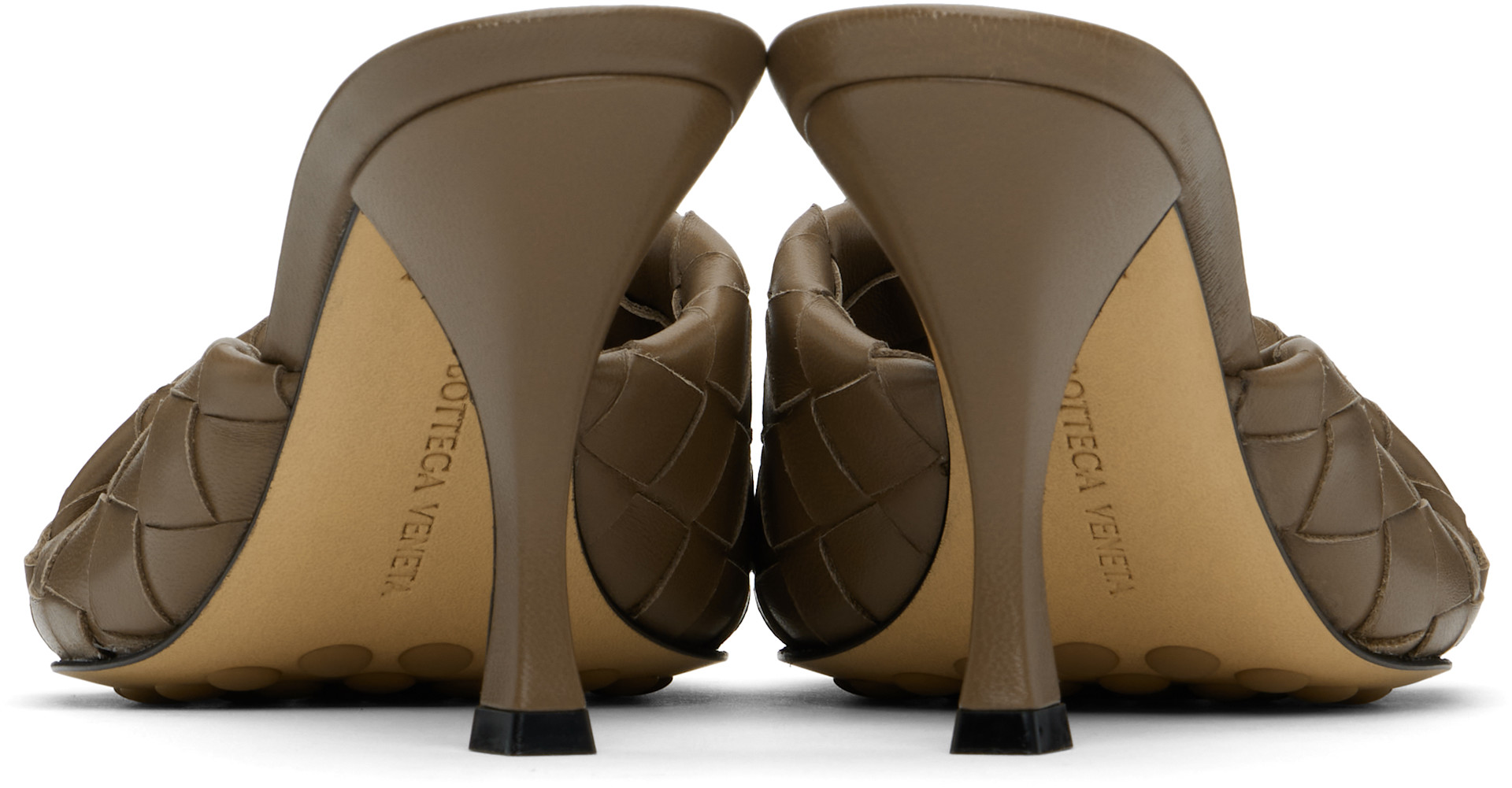 BOTTEGA VENETA◆ダークブラウン オープントゥ ハイヒール ブラウン Bottega Veneta: Brown Blink Heeled Sandals | SSENSE