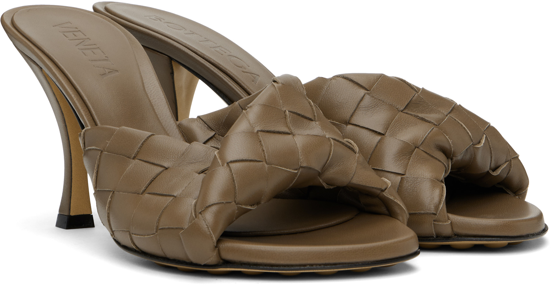 Bottega Veneta: Brown Blink Heeled Sandals | SSENSE