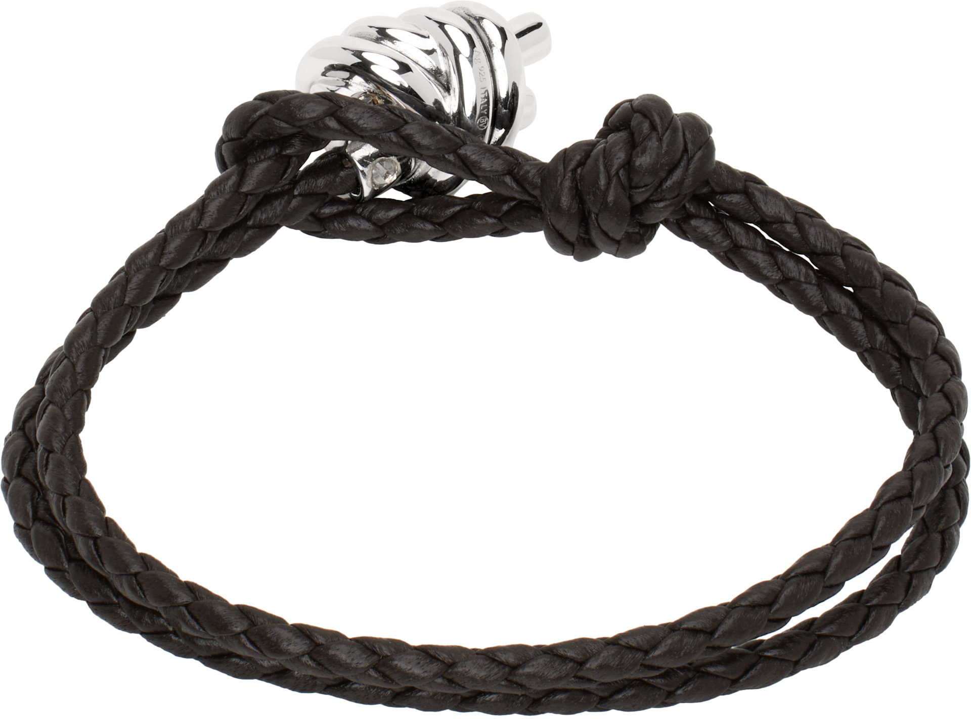 Bottega Veneta: ブラウン Knot レザーブレスレット | SSENSE 日本