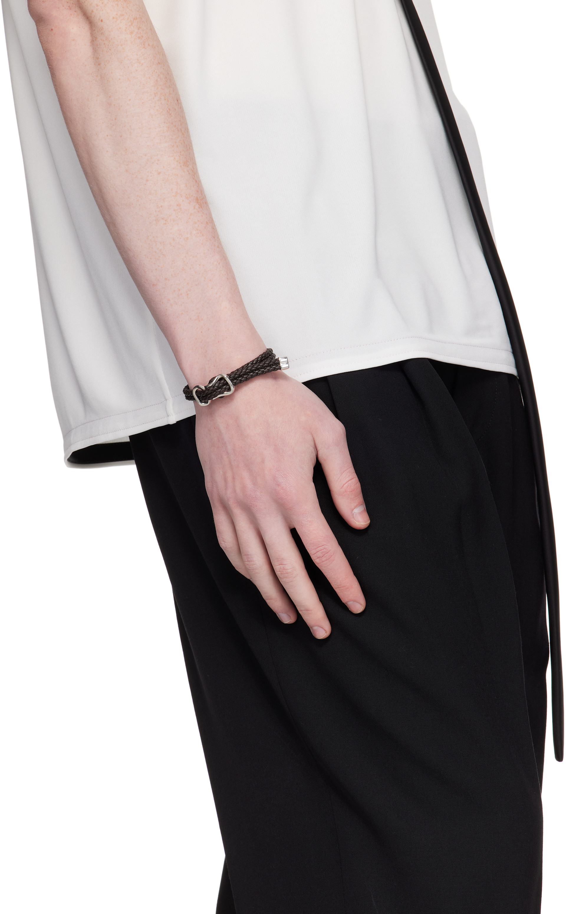 Bottega Veneta ブラックレザーブレスレット Bottega Veneta: レザーブレスレット | SSENSE 日本