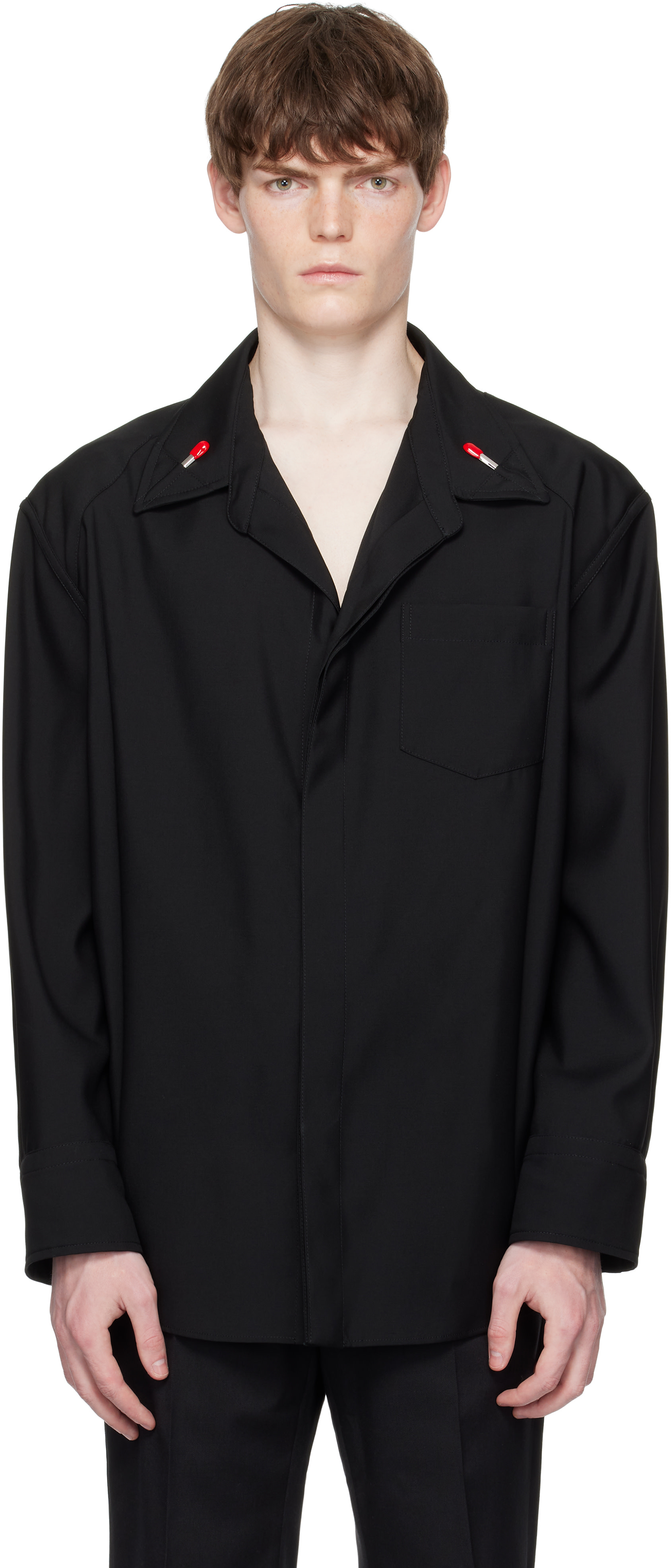 Bottega Veneta: Black Light Wool Shirt | SSENSE