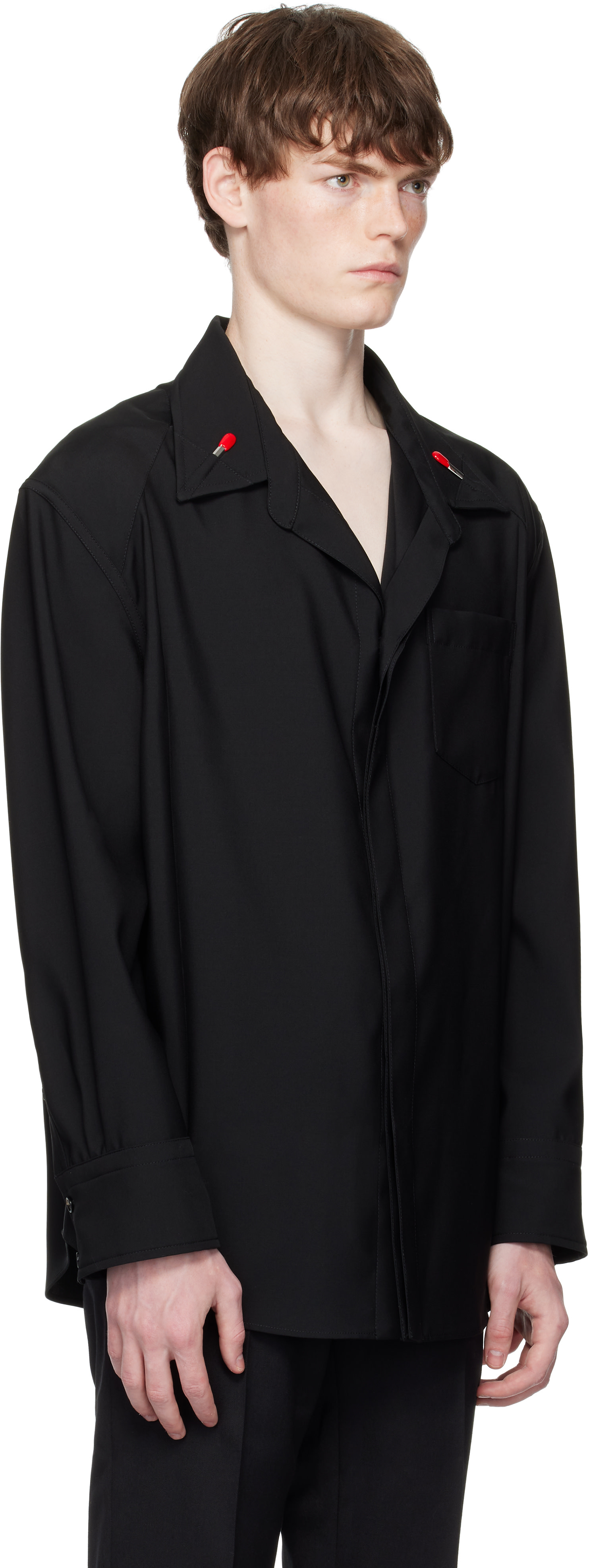Bottega Veneta: Black Light Wool Shirt | SSENSE