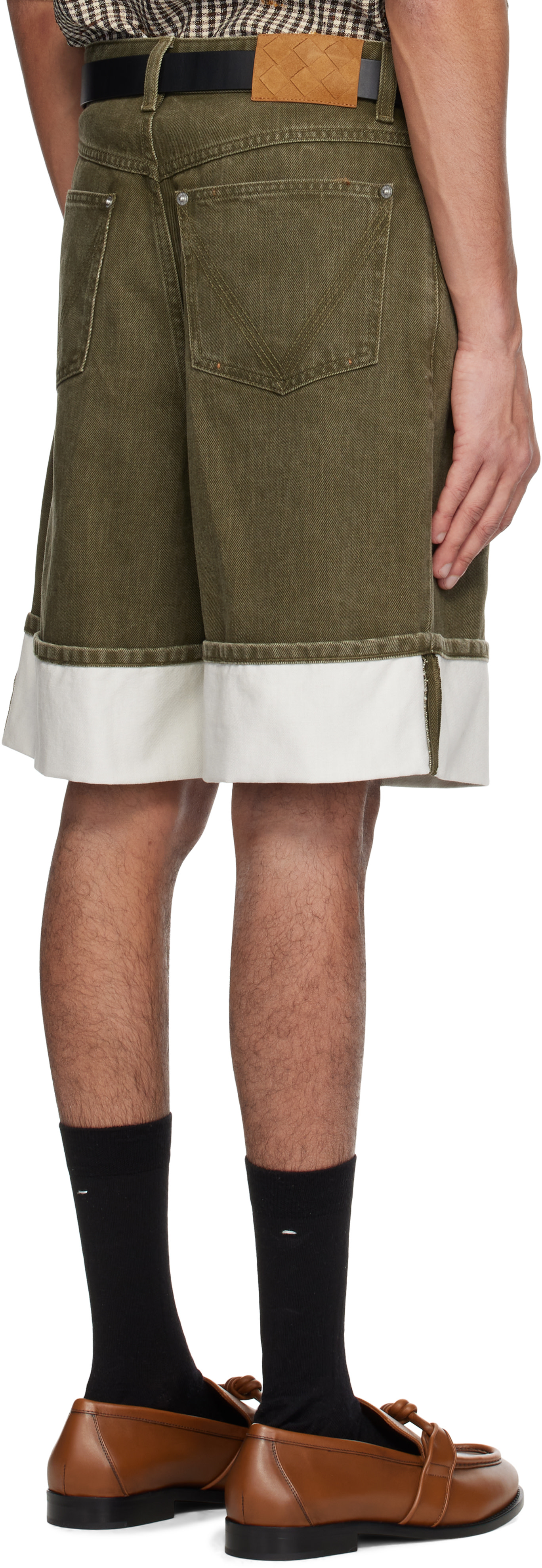 Bottega Veneta: Khaki Colored Denim Shorts | SSENSE