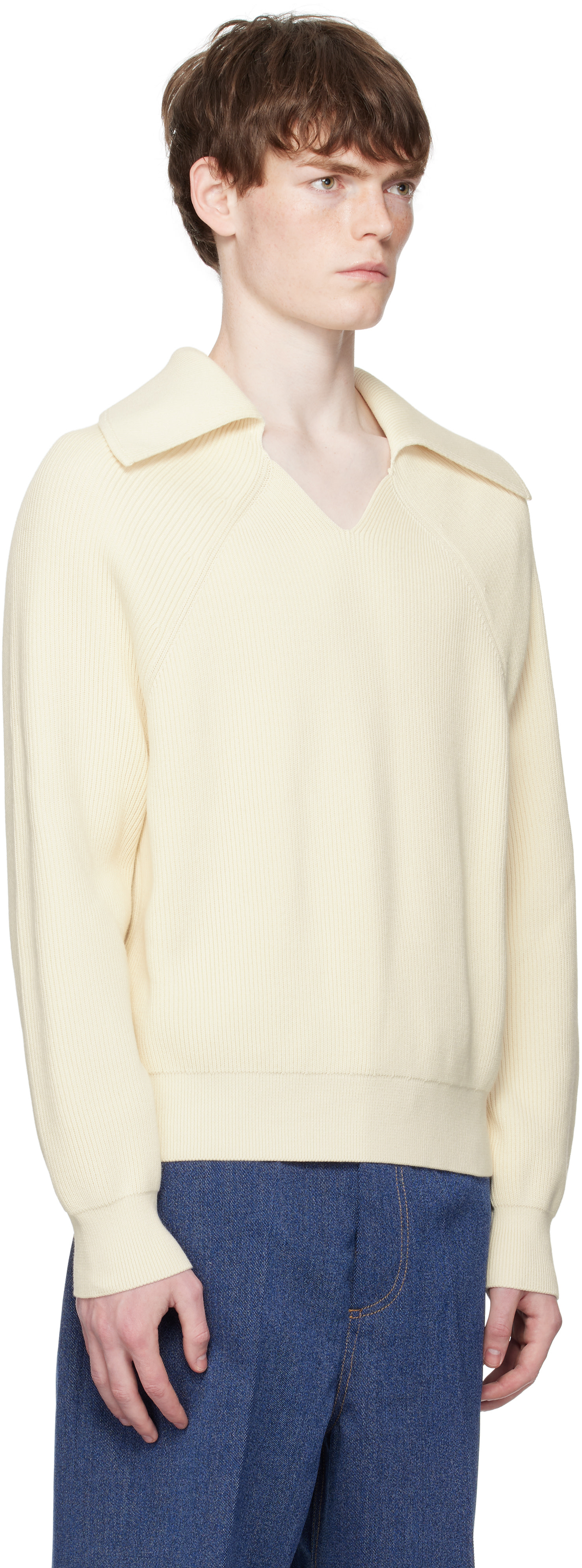 Bottega Veneta リブ編みニット Bottega Veneta: Off-White English Rib Sweater | SSENSE